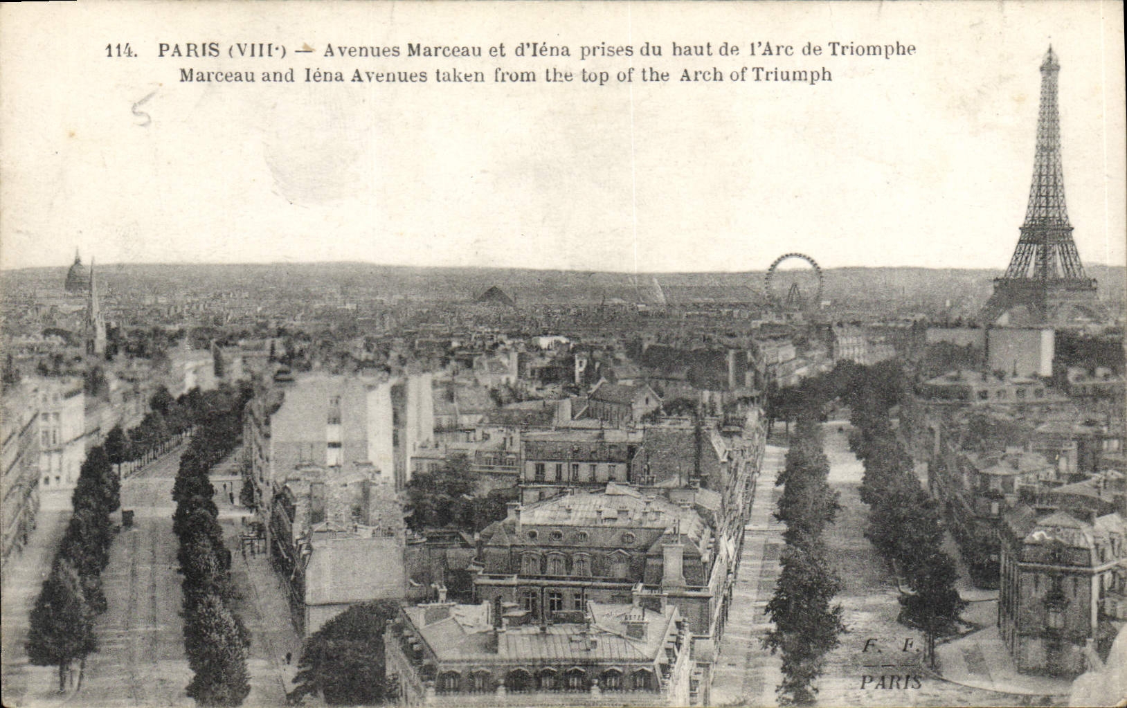 Paris (VIII) — Avenues Marceau et d'Iéna prises du haut de l'Arc de Triomphe — F. Fleury, Paris