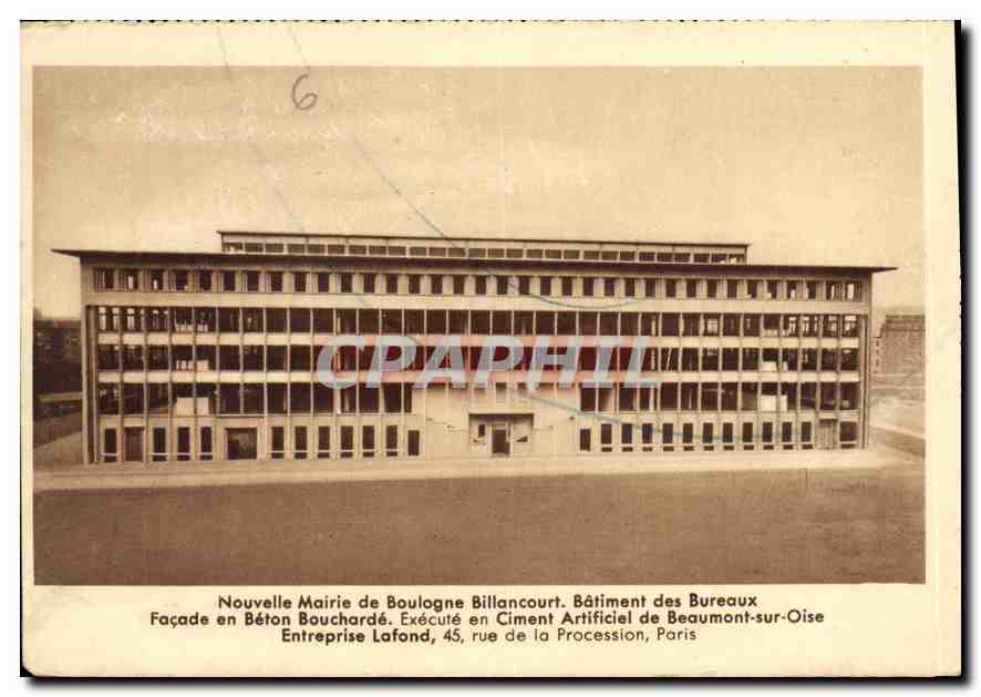CPA Nouvelle Mairie de Boulogne Billancourt Batiment des Bureaux Facade en Beton Boucharde 