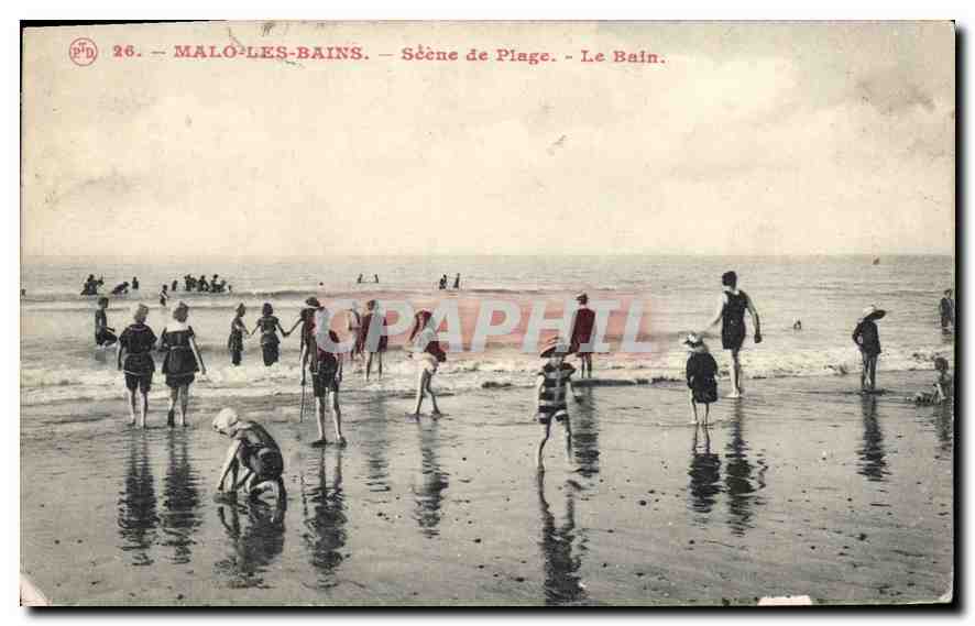 CPA Malo les Bains Scene de Plage Le Bain