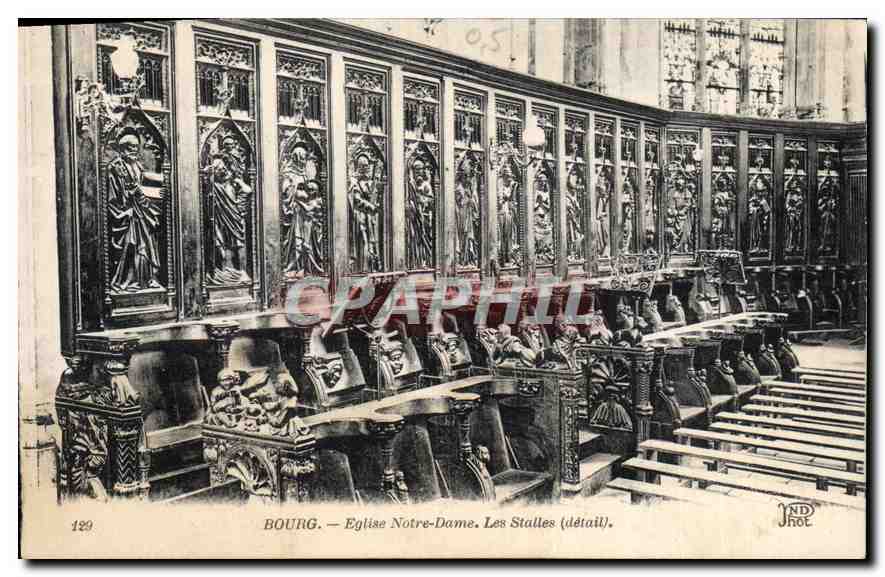CPA Bourg Eglise Notre Dame Les Stalles detail 