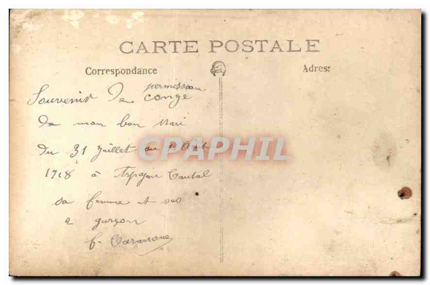 CARTE PHOTO Famille — Rückseite