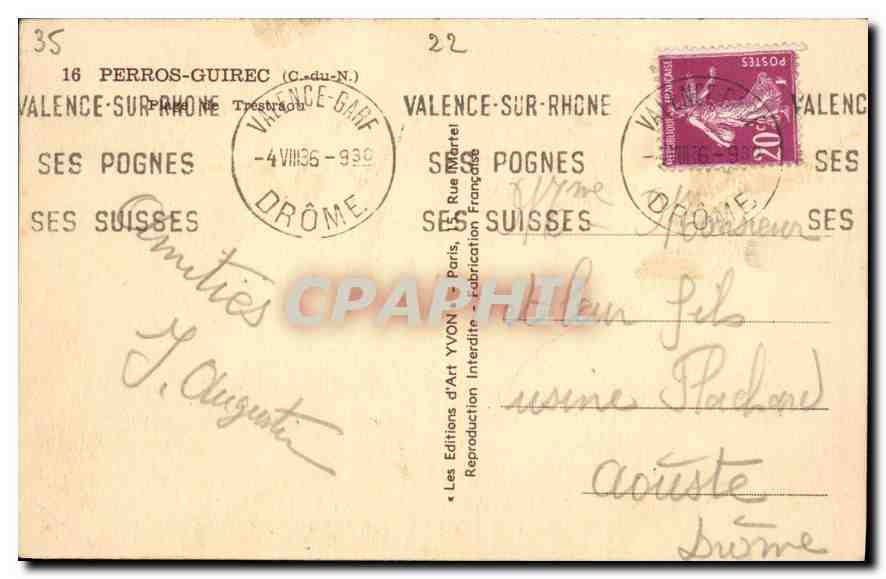 Plage animée à Valence-sur-Rhône — vue de la côte — Éditions d'Art Yvon, n° 35 — Reverso