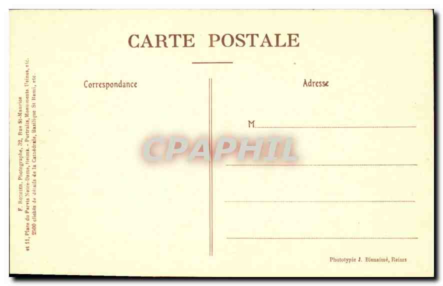 CPA Reims La Cathedrale Cote Nord Paroi gauche du Porche du Beau Dieu  — Rückseite