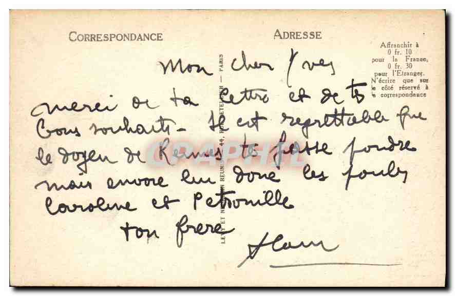 CPA Paris Notre Dame Chimeres — Rückseite