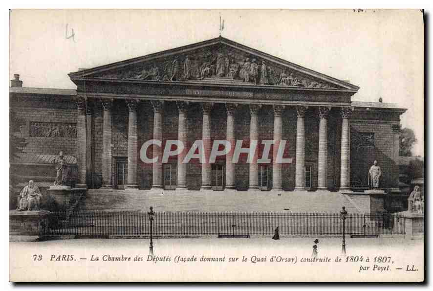 CPA Paris le Chambre des Deputes (Facade donnant sur le Quai d'Orsay) construite de 1804 a 1807 par 
