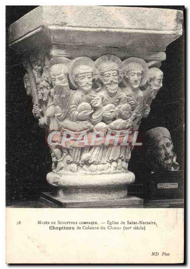 Chapiteau de colonne du chœur — Église de Saint-Nectaire — Musée de Sculpture Comparée