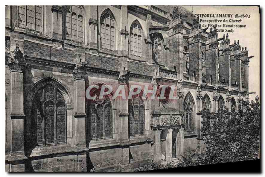Montfort-l'Amaury (S.-et-O.) — Perspective du Chevet de l'Église Renaissance, Côté Sud — Edit. J. Warrat