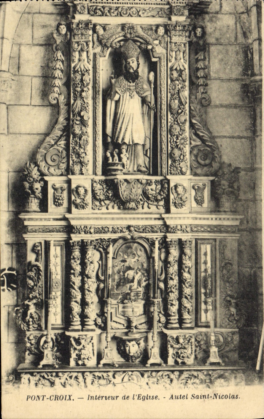 CPA Pont Croix Interieur de l'Eglise Autel Saint Nicolas