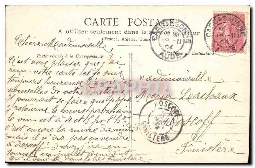 CPA Embrassement de l'Antique cite de Carcassone — Verso