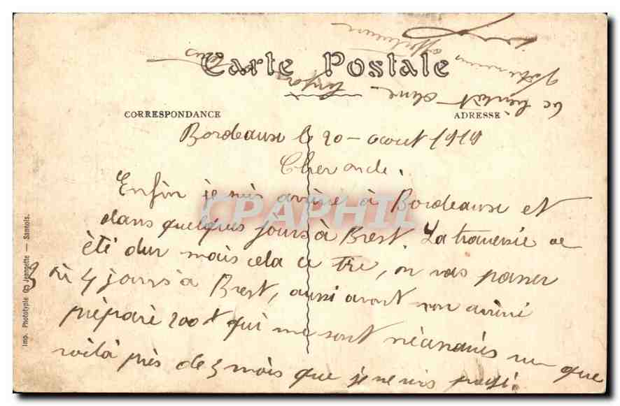 CPA Bordeaux Vue generale prise de la Tour St Michel — Verso