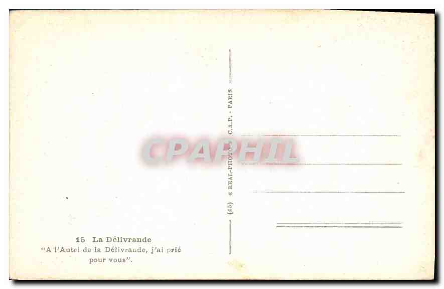 CPA La Delivrande A l'Autel de la Delivrande J'ai prie pour vous — Rückseite