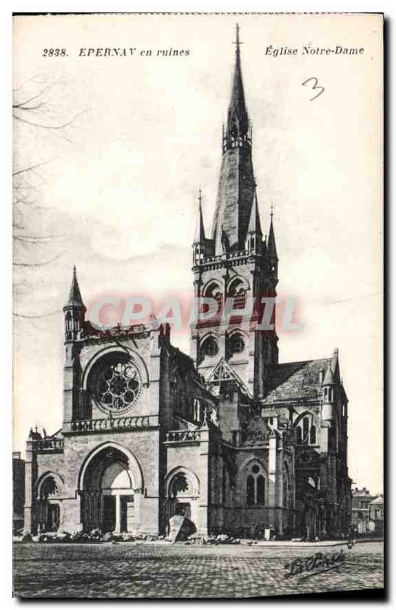 CPA Epernay en ruines Eglise Notre Dame