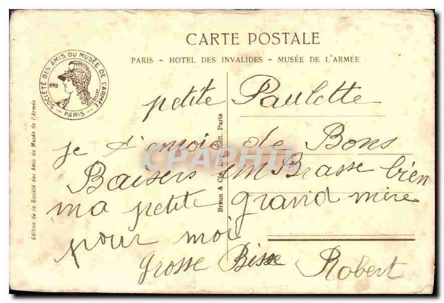 CPA Paris Hotel des Invalides Musee de L'Armee Sous la Mitraille — Verso
