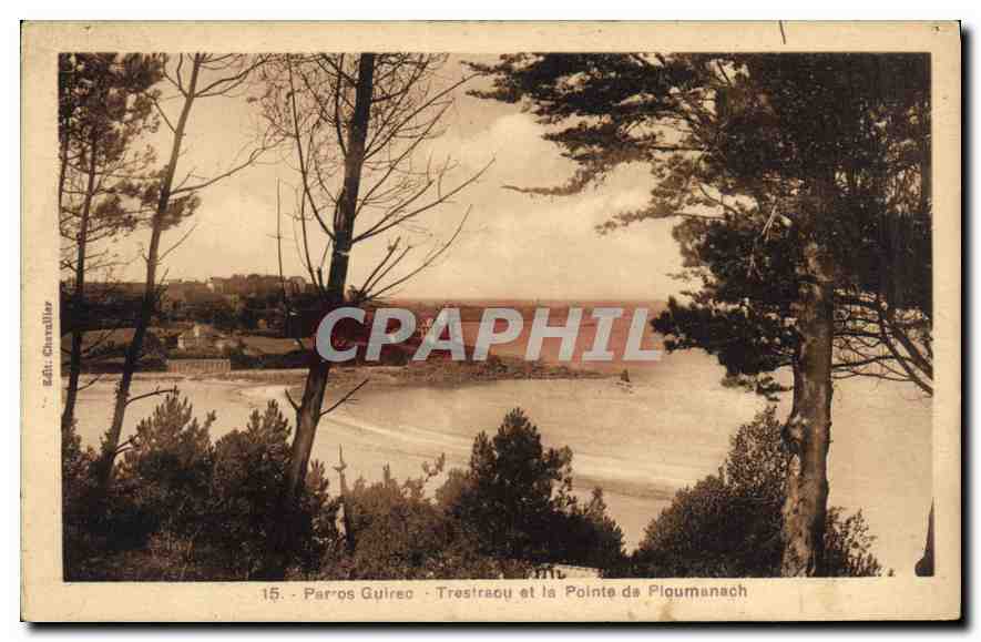 CPA Perros Guirec Trestraou et la Pointe de Ploumanach