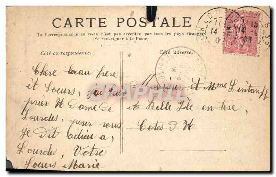 CPA Lourdes La Basilique et le Calvaire breton — Verso