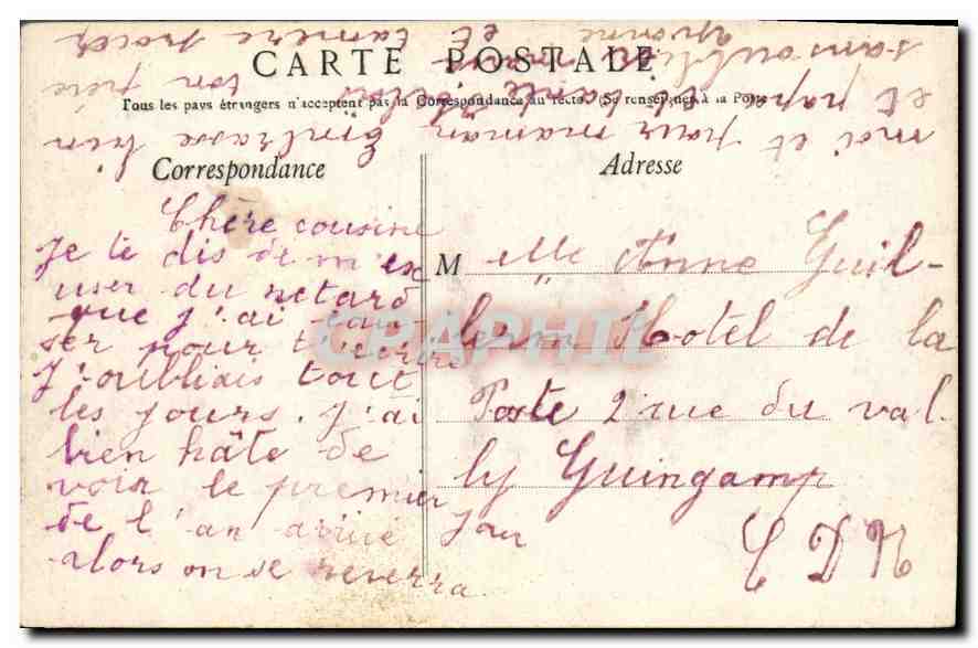 CPA Lourdes Tympan du Rosaire — Verso