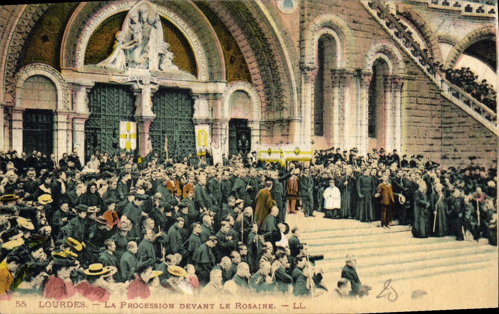 Lourdes — La Procession devant le Rosaire — LL