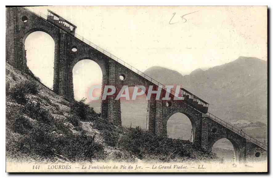 CPA Lourdes Le Funiculaire du Pic du Jer Le Grand Viaduc
