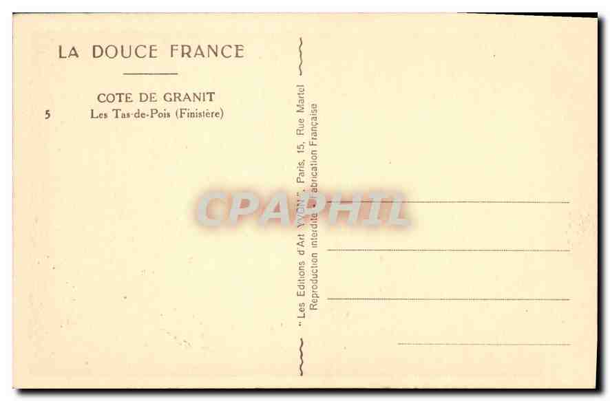 CPA Cote de Granit Les Tas de Pois (Finistere) — Rückseite