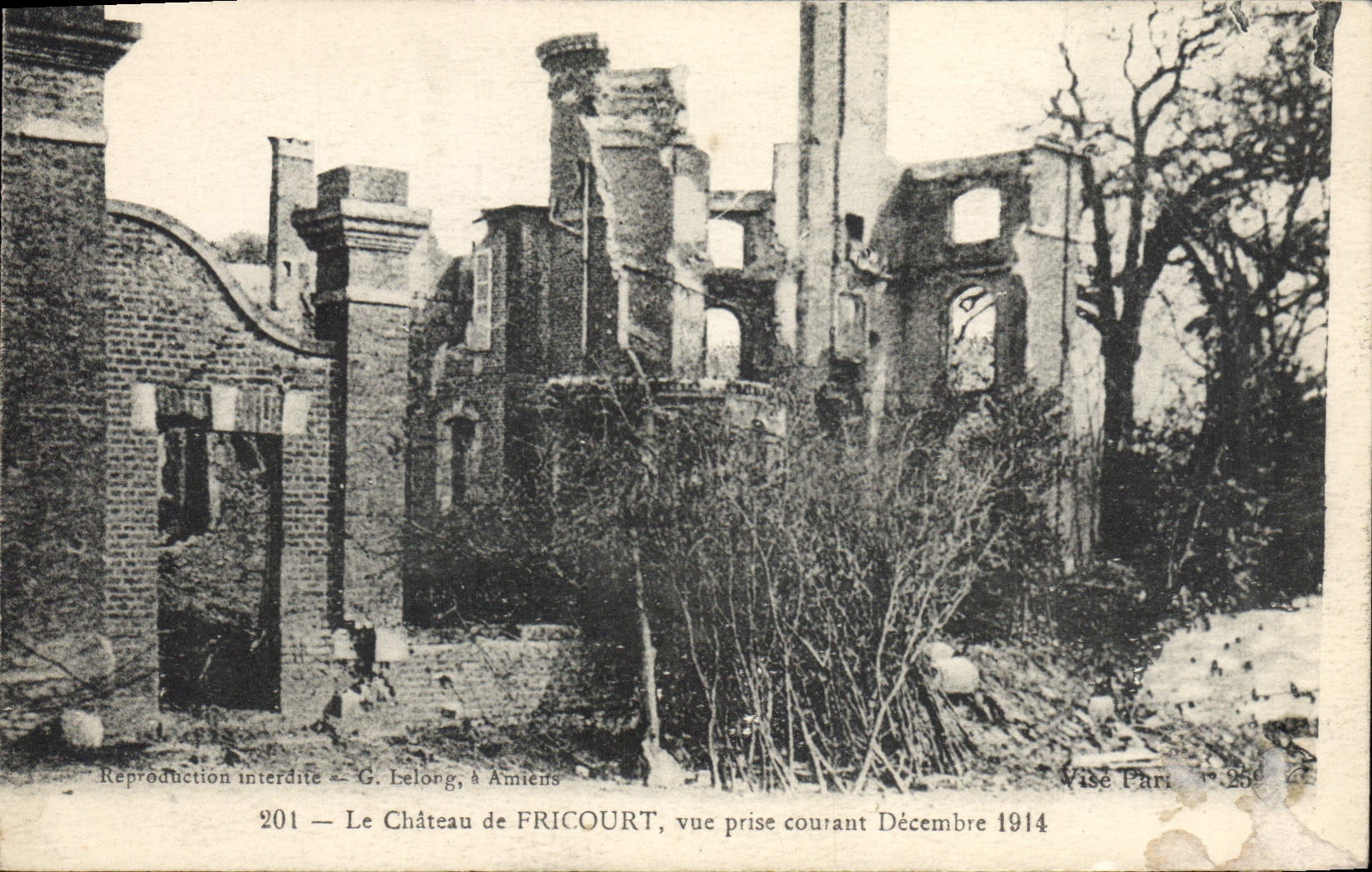 CPA Le Chateau de Fricourt vue prise courant Decembre 1914