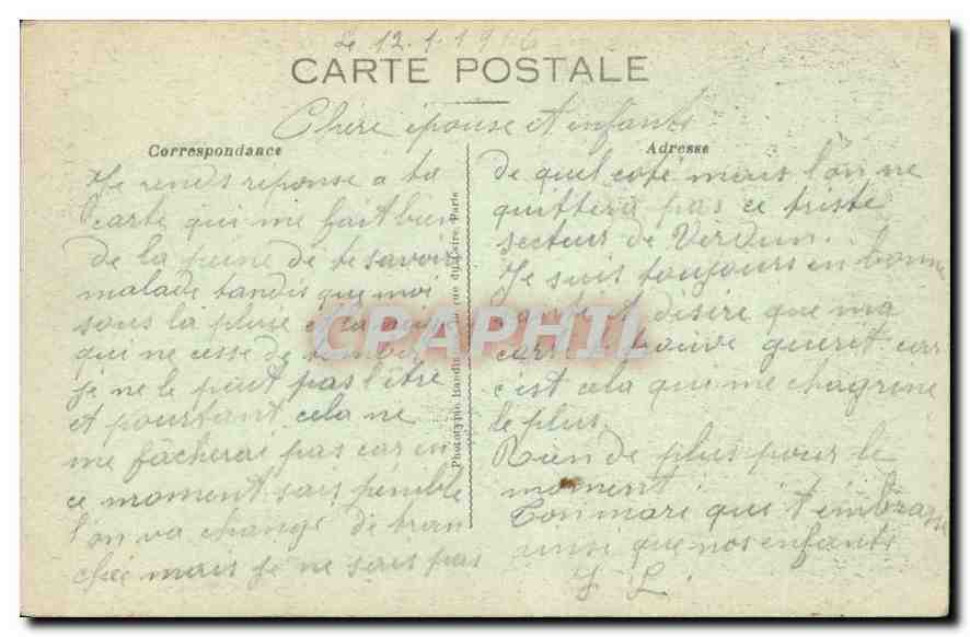Verdun — Caserne Miribel (Ruines Septembre 1916) — Phot-Express, Vieux Paris 1215 — Rückseite