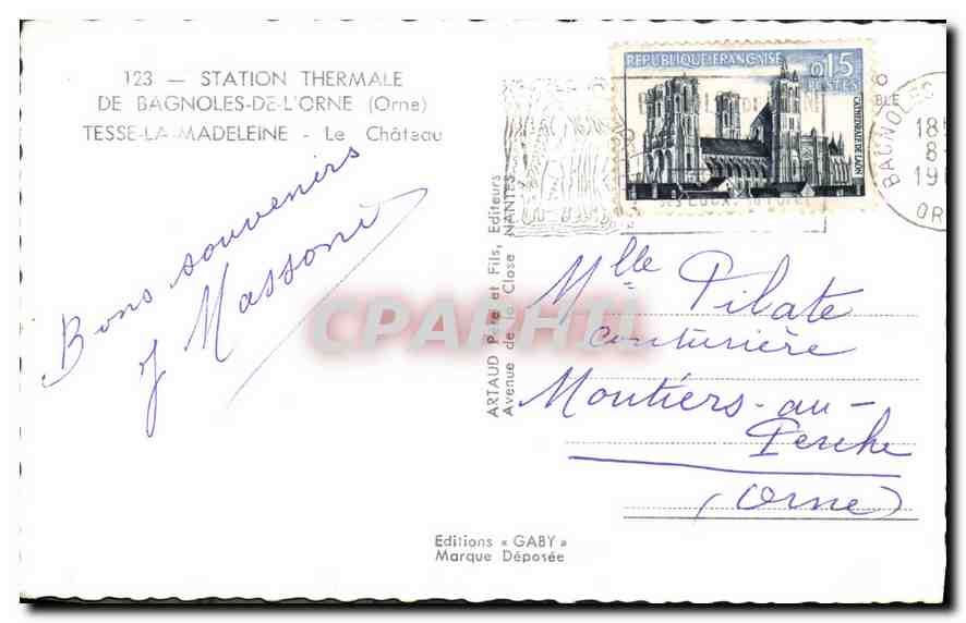 CPA Station Thermale de Bagnoles de L'Orne (Orne) Tesse la Madeleine le Chateau — Rückseite