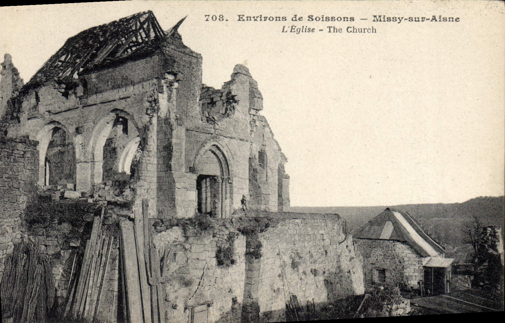 Missy-sur-Aisne — Ruinen einer Kirche — Unbekannter Verlag, Nr. 708