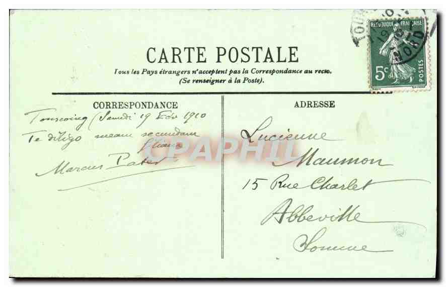 CPA Tourcoing L'Absice de l'Eglise Saint Christophe — Rückseite