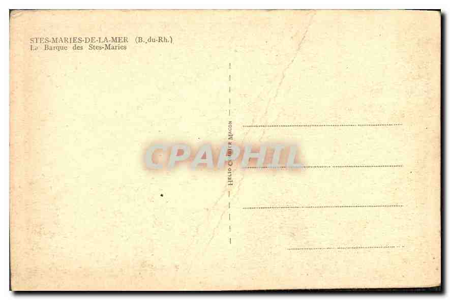 Stes-Maries-de-la-Mer — La Barque des Stes-Maries — Éditeur C. Macon — Verso