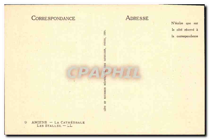 CPA Amiens La Cathedrale Les Stalles — Back
