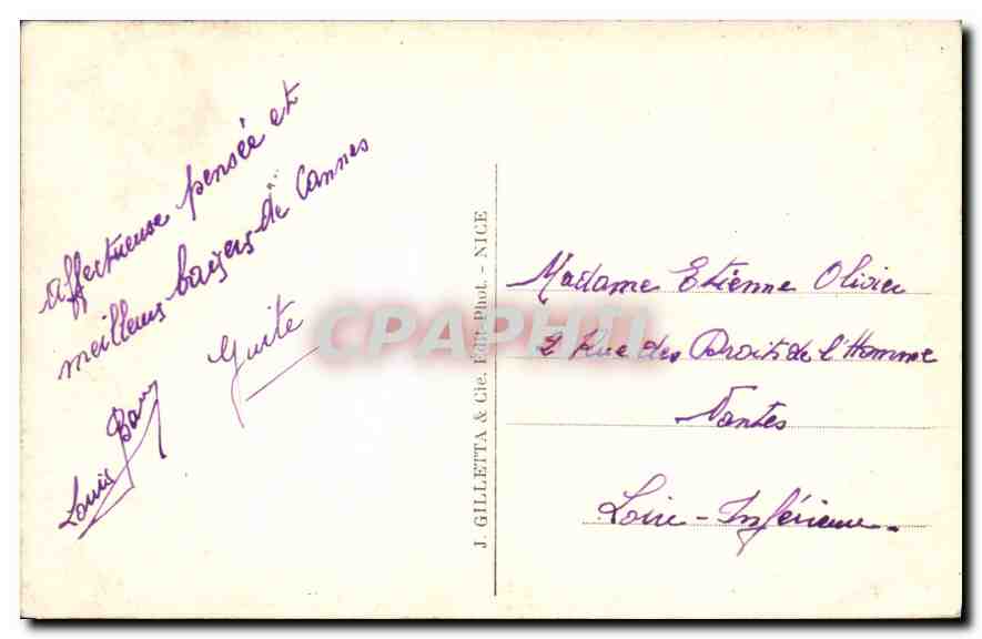 CPA Cannes Un coin des Jardins — Verso