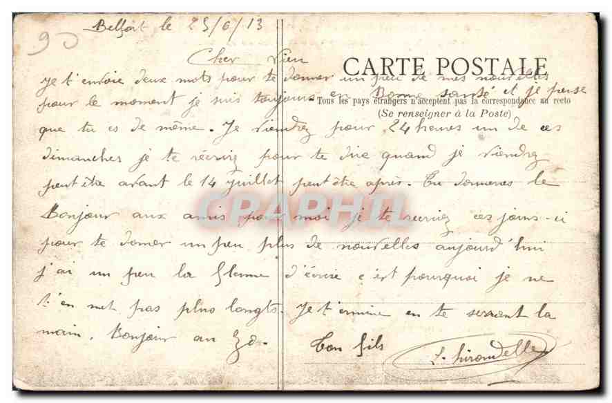 CPA Siege de belfort (1870 1871) Les fortifications du Chateau Vue prise de la Terrasse vers le Fort — Verso