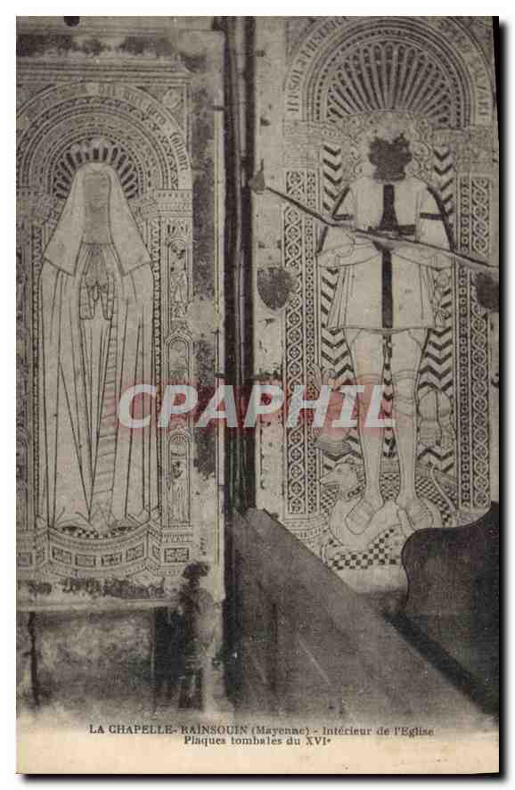 CPA La Chapelle Rainsouin (Mayenne) Interieur de l'Eglise Plaque tombales du XVIe