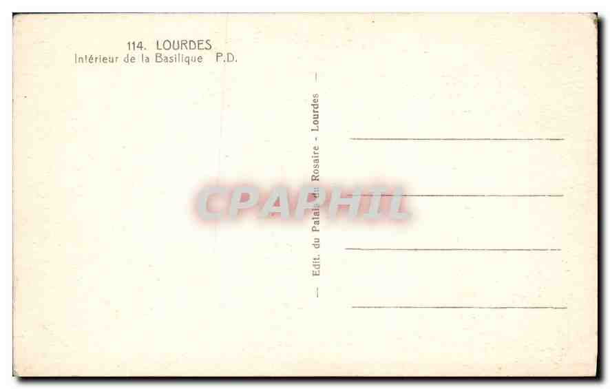 CPA Lourdes Interieur de la Basilique — Verso