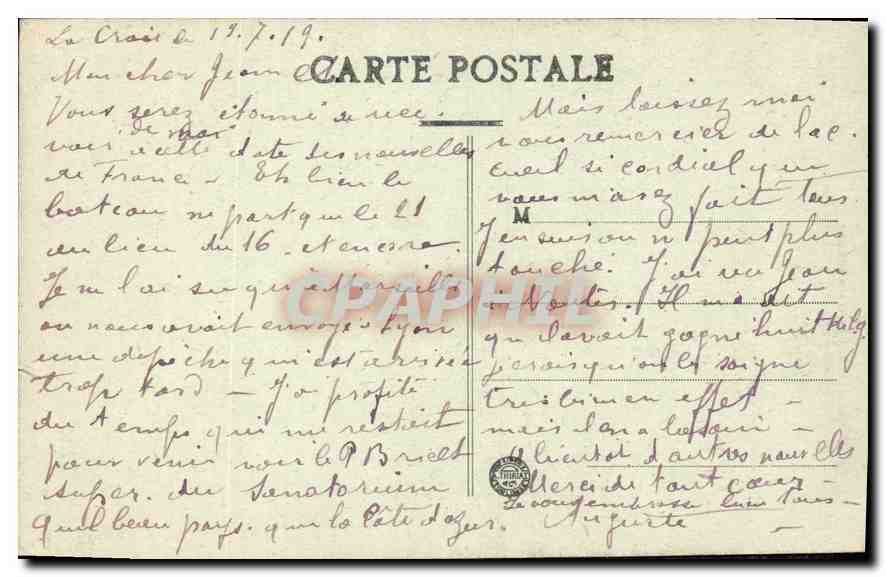 CPA En Villegiature a la Cote d'Azur La Croix Marine Provençale de la Bouillabairies — Rückseite