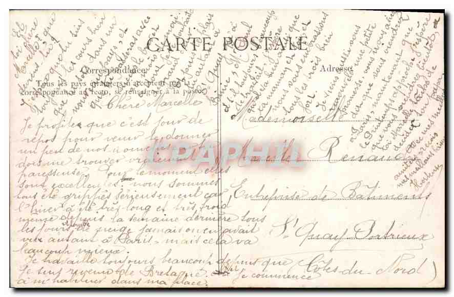 Bois de Boulogne — Château de Longchamp — C. P. A. P. H. I. L. 413 — Verso