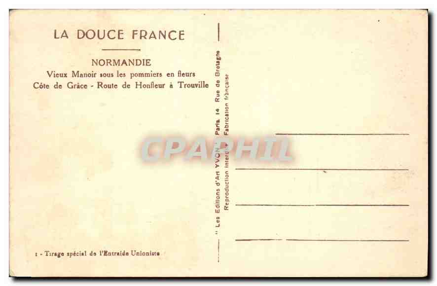 CPA Normandie Vieux Manoir sous les pommiers en fleurs Cote de Grace Route de Honfleur a Trouville L — Rückseite