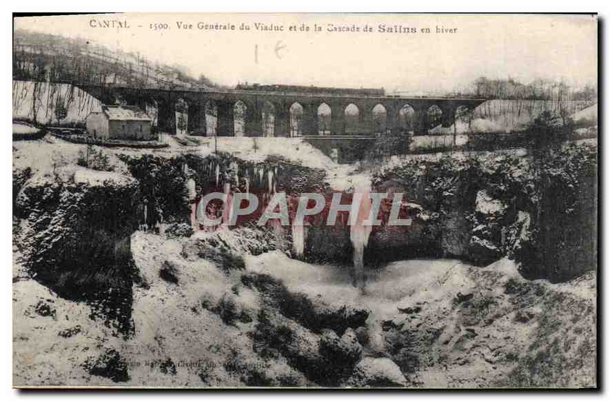 CPA Cantal Vue Generale du Viaduc et de la Cascade de Salins en hiver