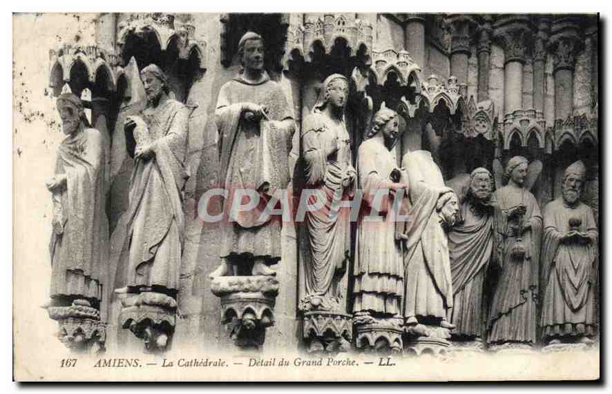 CPA Amiens La Cathedrale Detail du Grand Porche