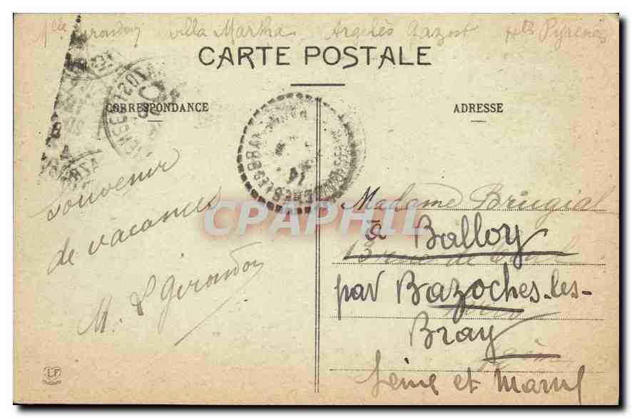 CPA Les Hautes Pyrenees Environs d'Argeles Chapelle Stge Castere — Rückseite