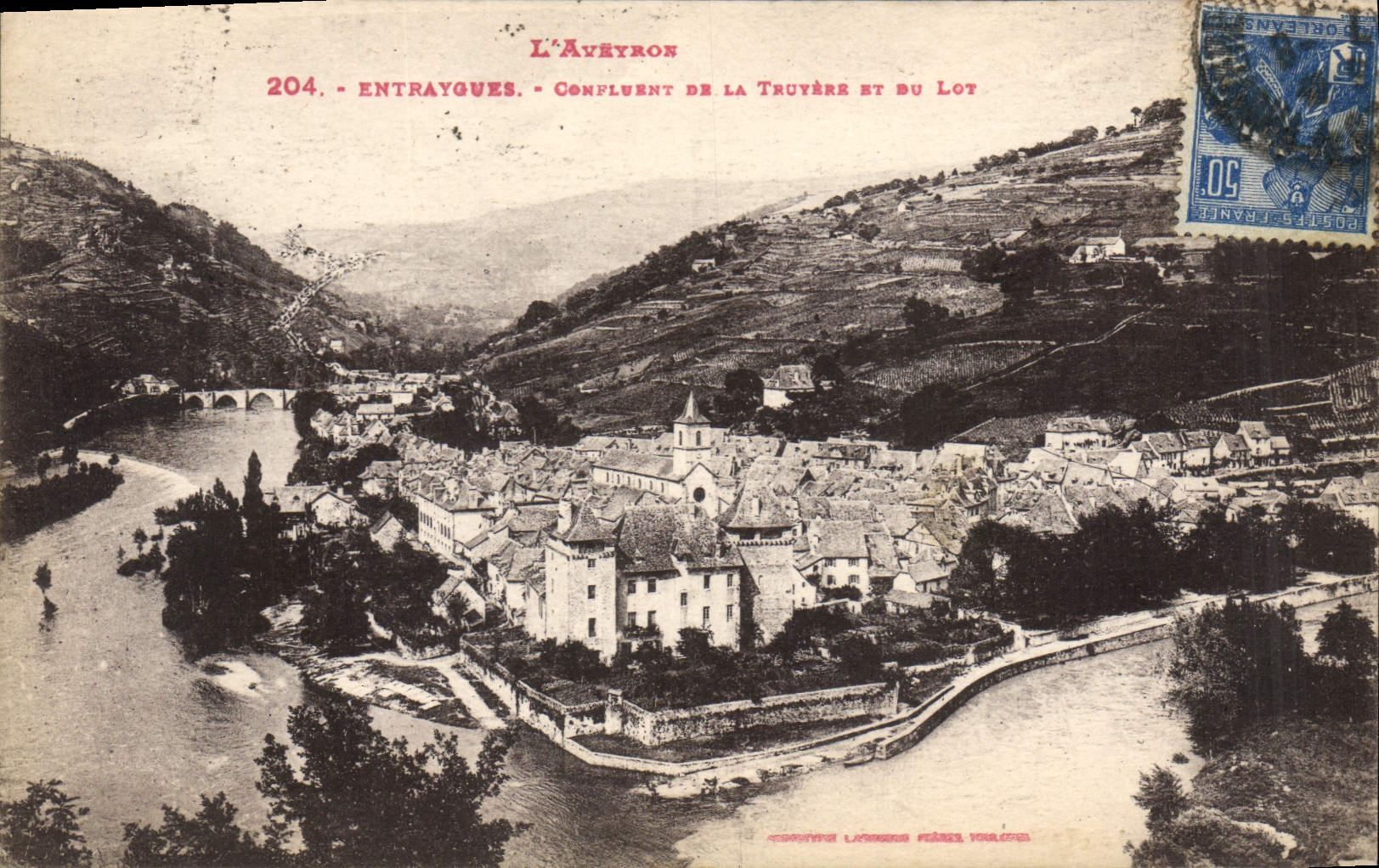 CPA L'Aveyron Entraygues Compluant de la Troyere et du Lot