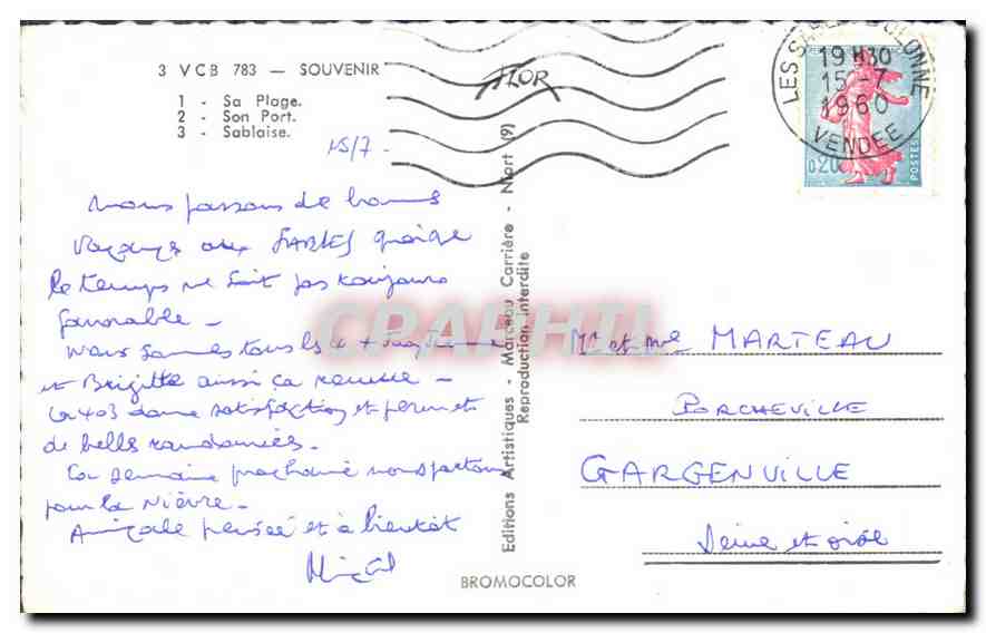 Sables-d'Olonne — Souvenir des Sables-d'Olonne — Éditions Artisticques Bromocolor — Reverso