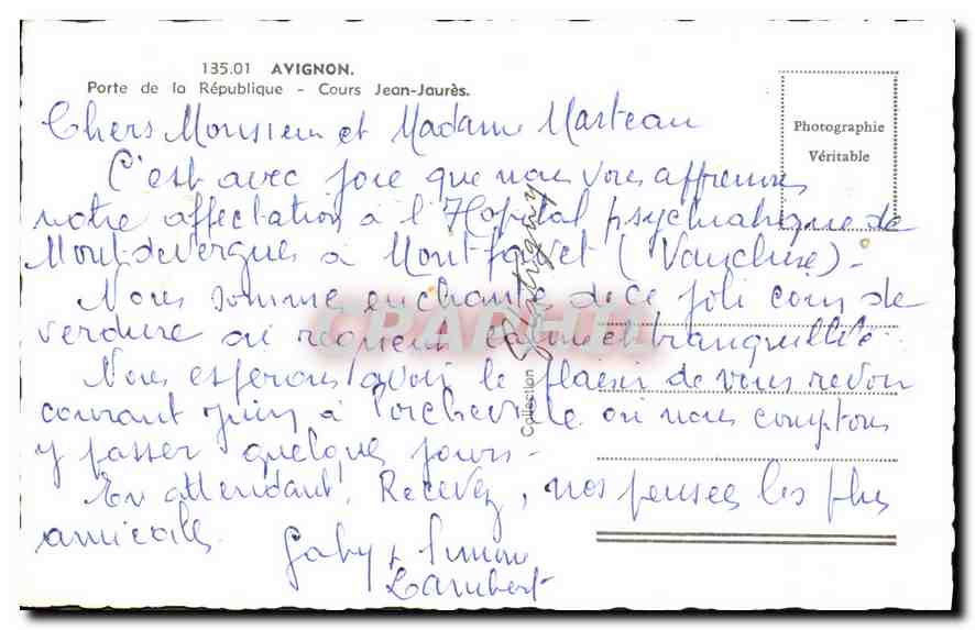 CPA Avignon Porte de la Republique Cours Jean Jaures — Rückseite