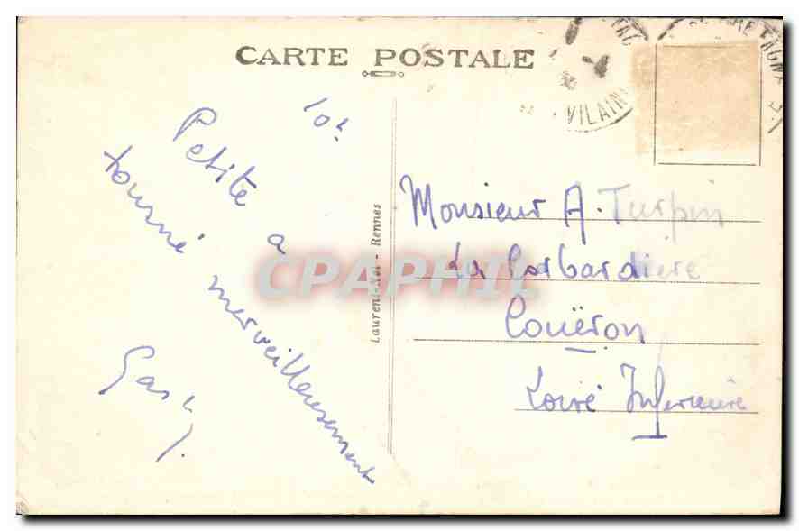 CPA Le Mont Saint Michel Cote Sud Est Arrivee d'une Voiture de Genets — Verso