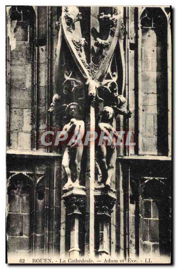 CPA Rouen La Cathedrale Adam et Eve