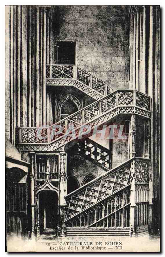 CPA Rouen Cathedrale de Rouen Escalier de la Bibliotheque