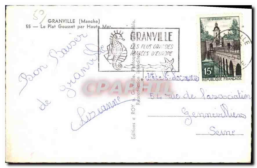 CPA Granville (Manche) Le Plat Gousset par Haute Mer — Rückseite