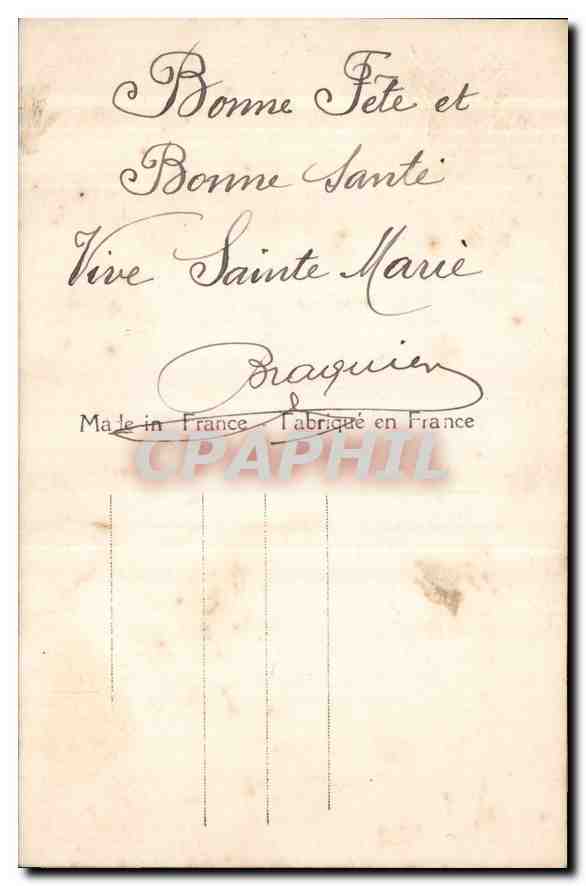 CPA Bonne Fete et Bonne Sante Vive Sainte Marie — Rückseite