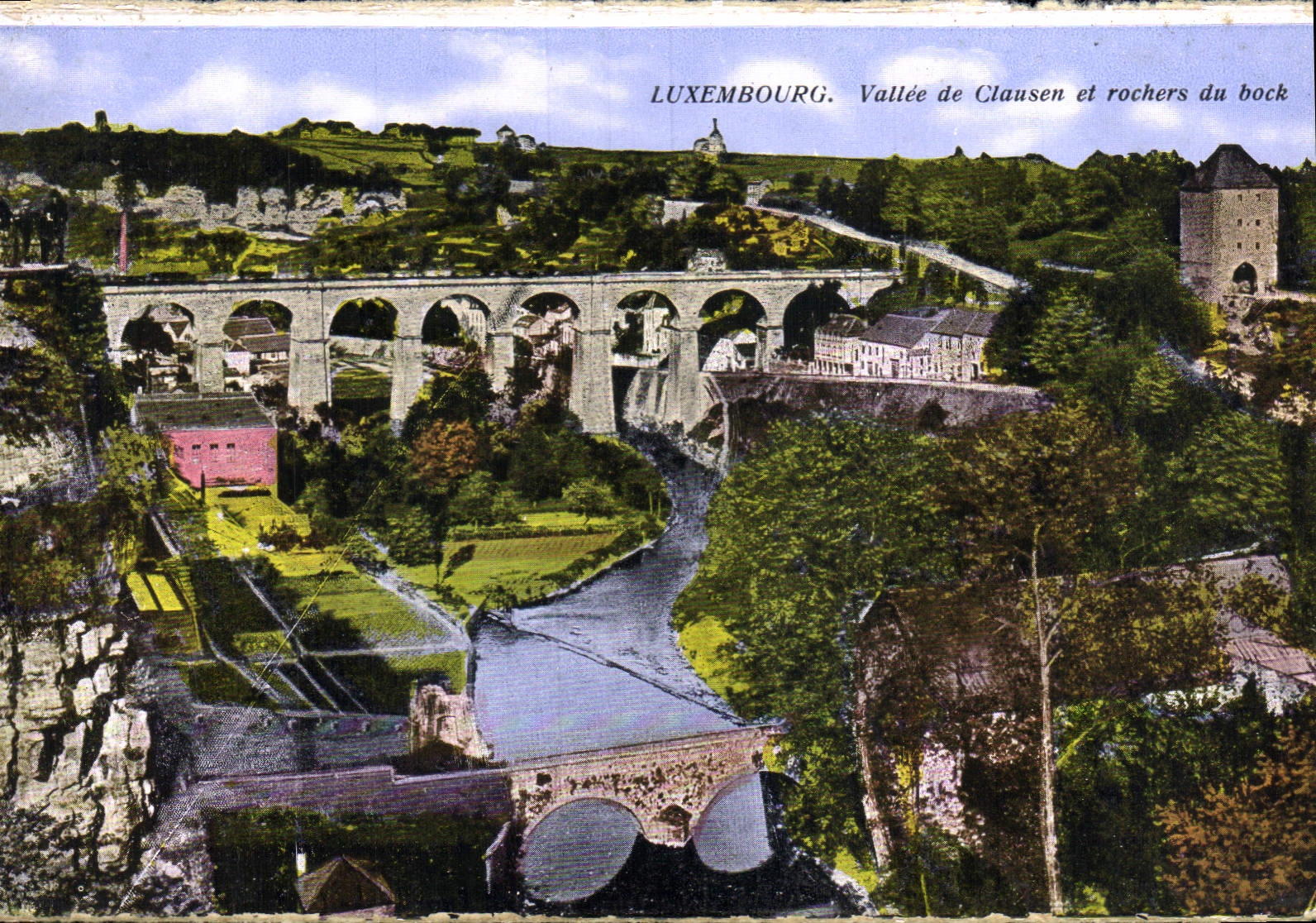CPA Luxembourg Vallee de Clausen et rochers du bock