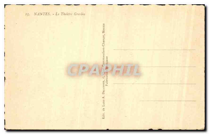 CPA Nantes Le Theatre Graslin — Verso